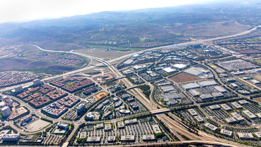Daytime aerial of Irvine Spectrum