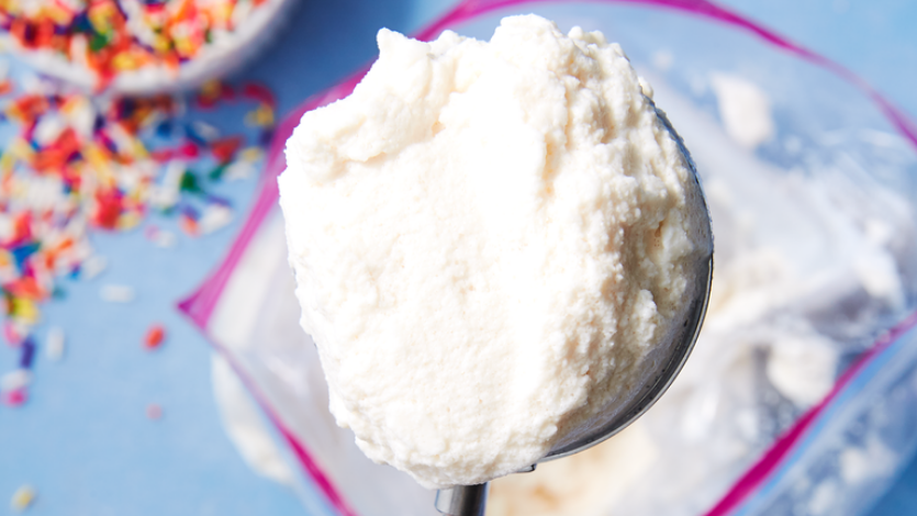 Ice cream made in a zip lock bag