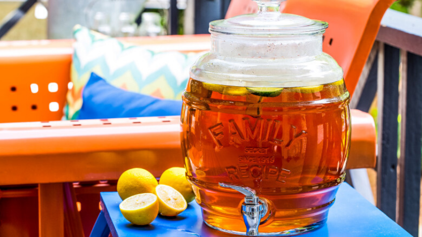Sun tea in a dispenser